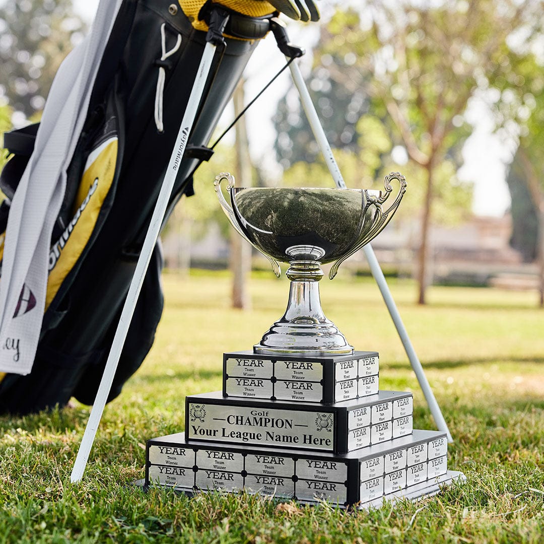 TrophySmack 15" Golf Grand Champion Tiered Perpetual Trophy