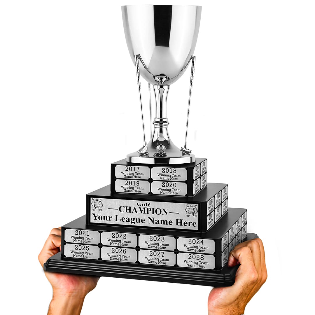 TrophySmack 17" Golf Cup Tiered Perpetual Trophy