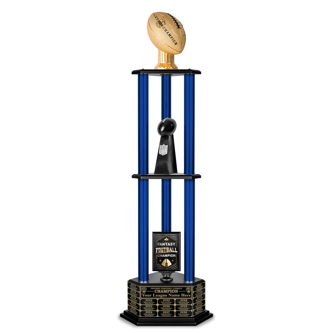TrophySmack 26"-56" Perpetual Fantasy Football Trophy - Gold Football