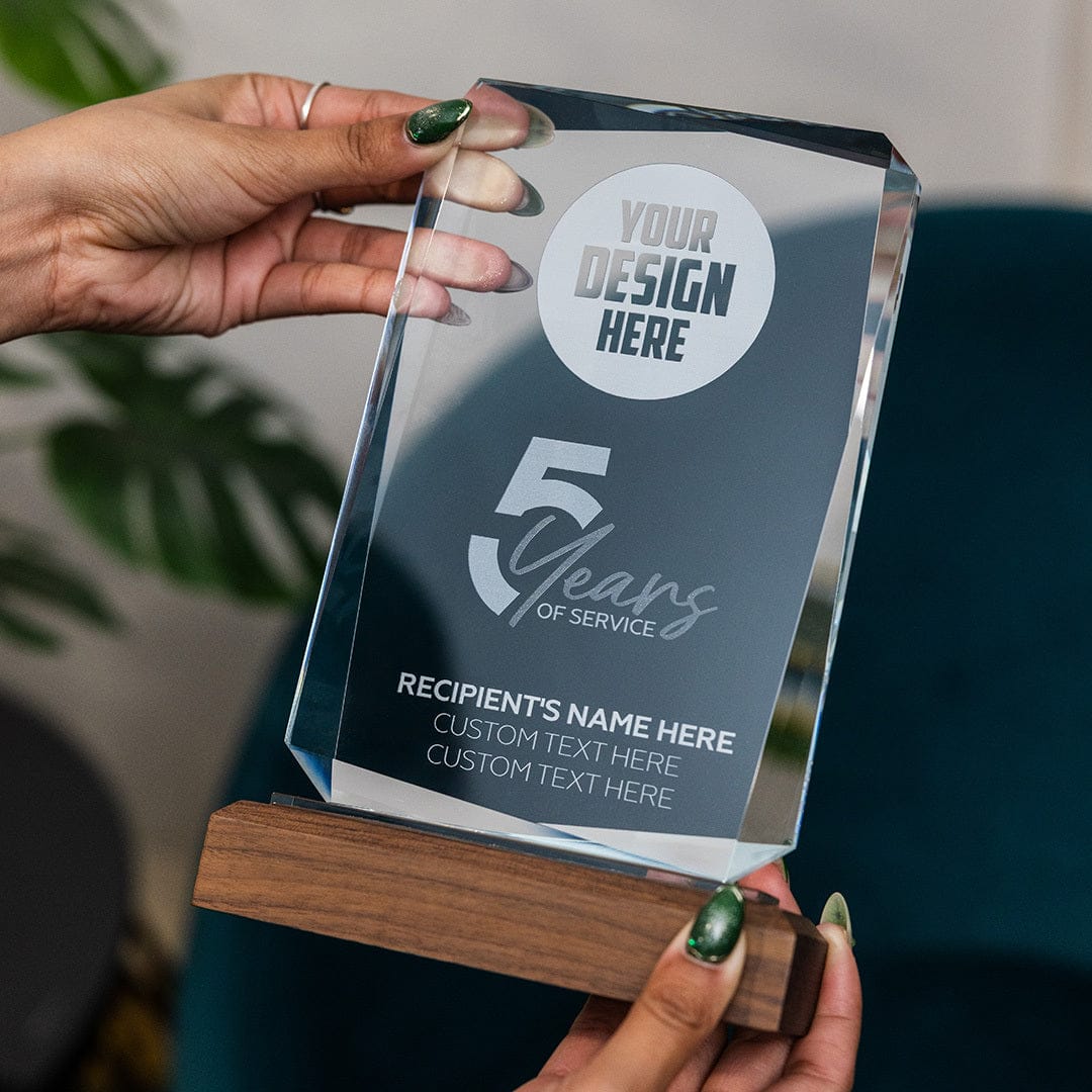 TrophySmack 8.5" Years of Service Crystal Award