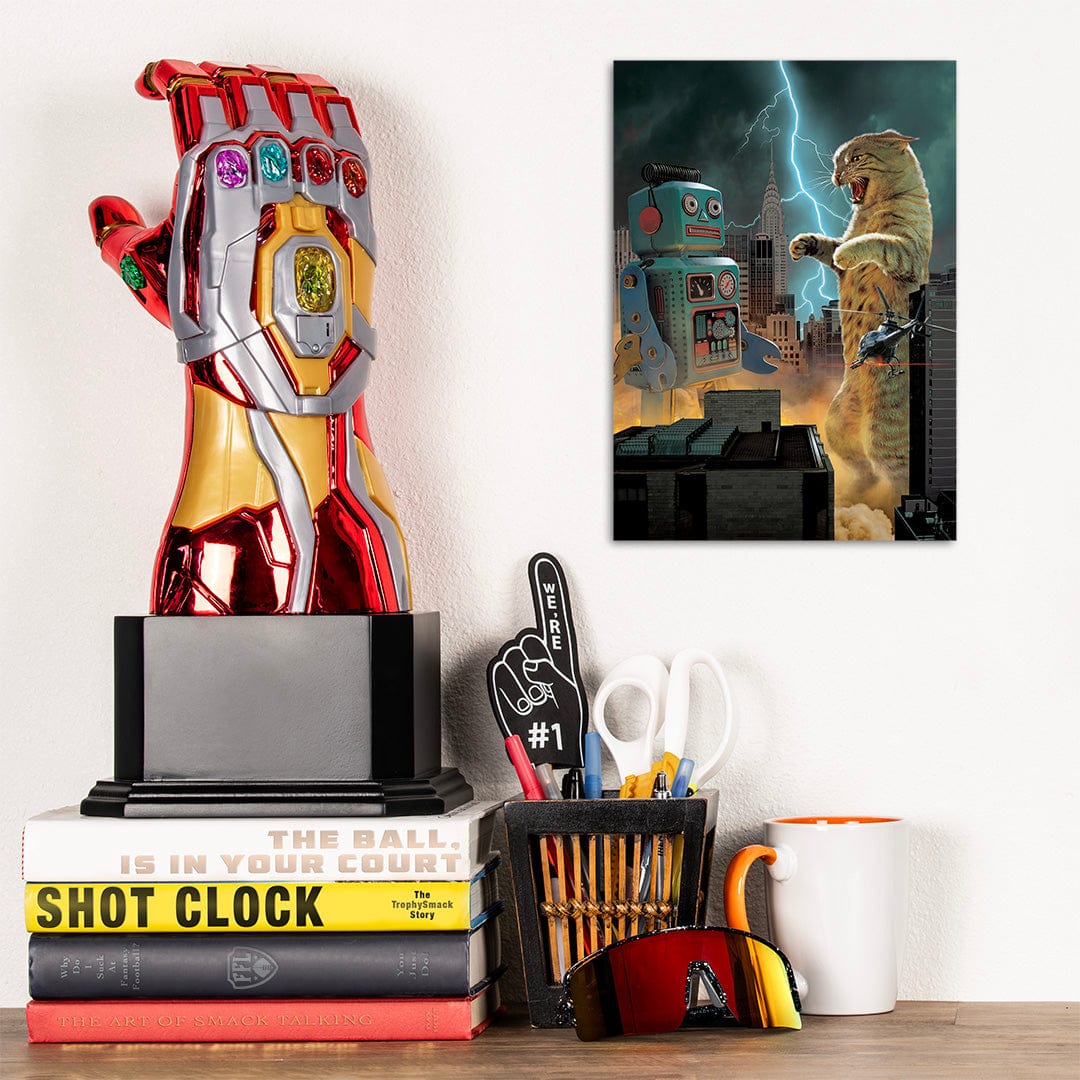 TrophySmack Catzilla vs Robot - Metal Wall Art
