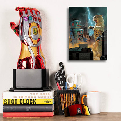 TrophySmack Catzilla vs Robot - Metal Wall Art