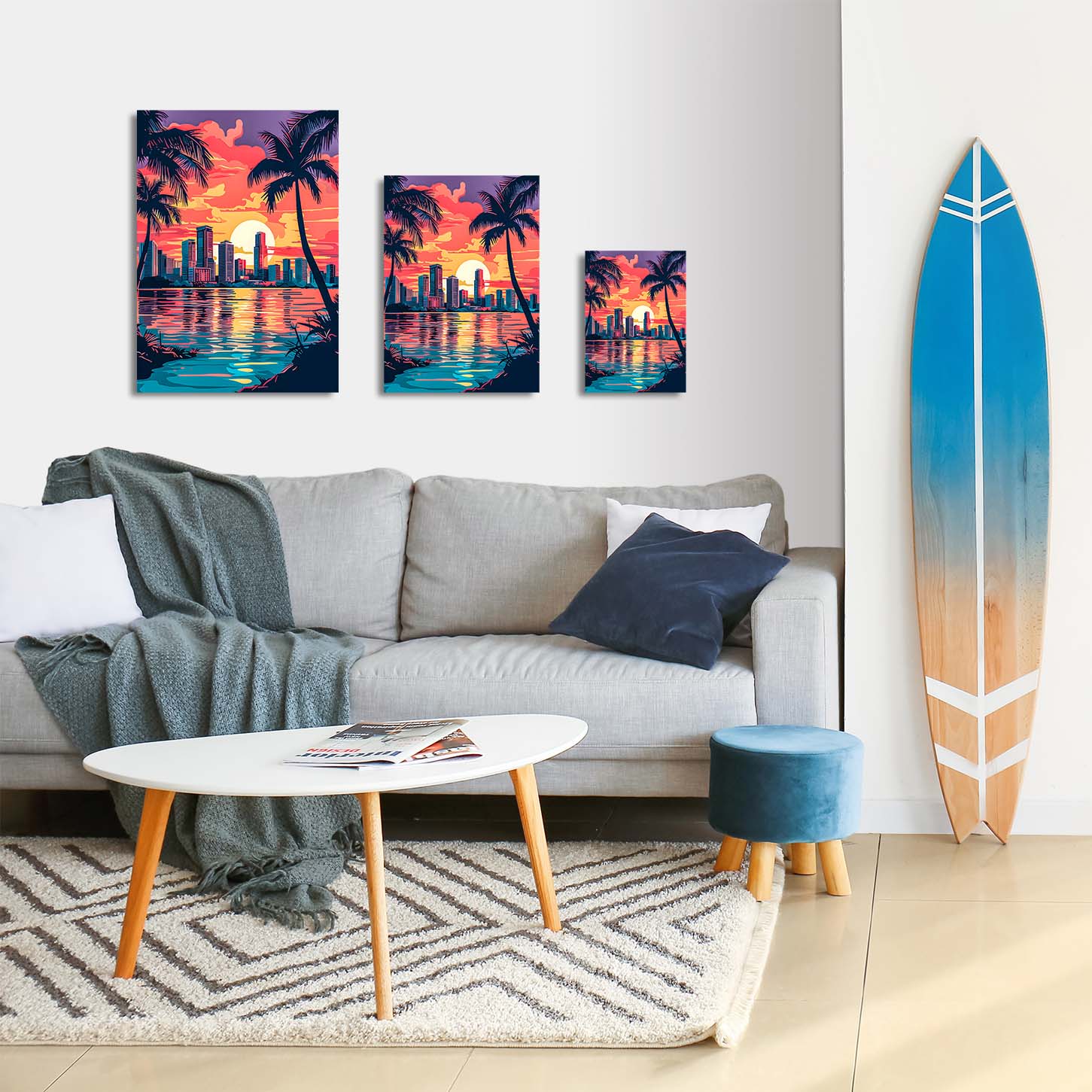 TrophySmack City Beach Sunset Palms - Metal Wall Art