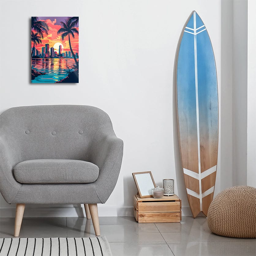 TrophySmack City Beach Sunset Palms - Metal Wall Art