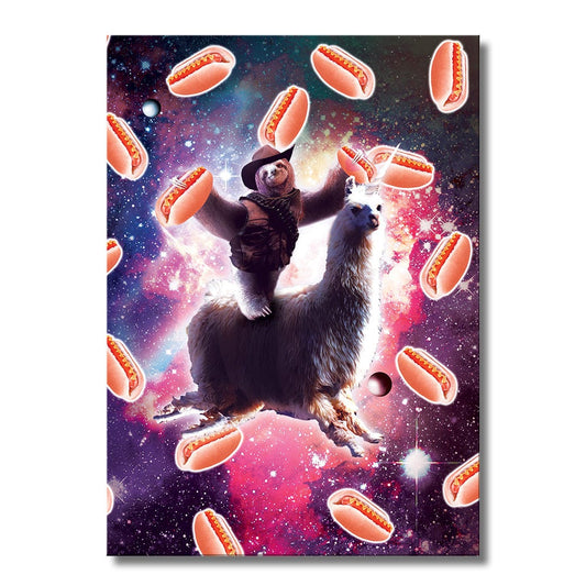 TrophySmack Cowboy Space Sloth On Llama Unicorn Hot Dog - Metal Wall Art