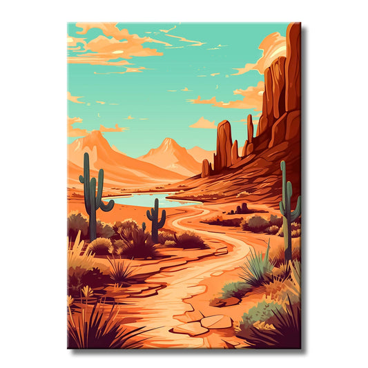 TrophySmack Desert Sunshine Cactus Landscape - Metal Wall Art