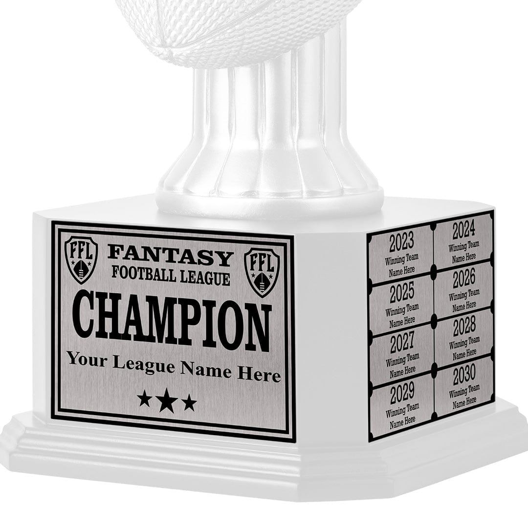 TrophySmack Fantasy Football Perpetual Square Base Trophy Engravings - Silver (Amazon)