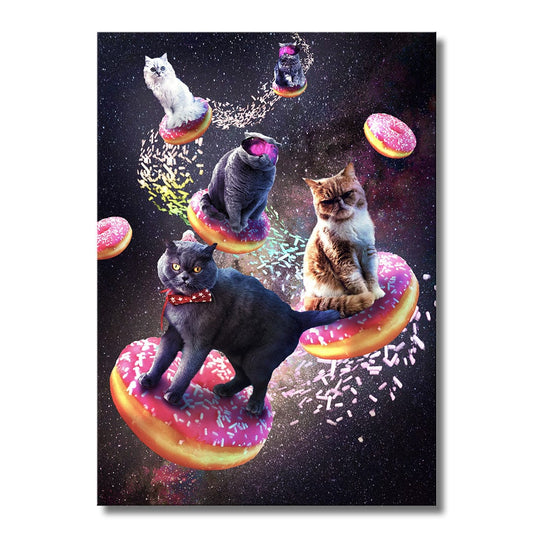 TrophySmack Galaxy Cat Donut Space Cats Riding Donuts - Metal Wall Art