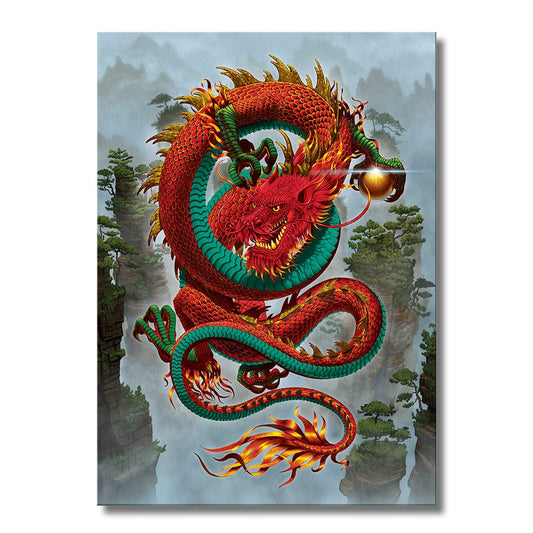TrophySmack Good Fortune Dragon Red - Metal Wall Art