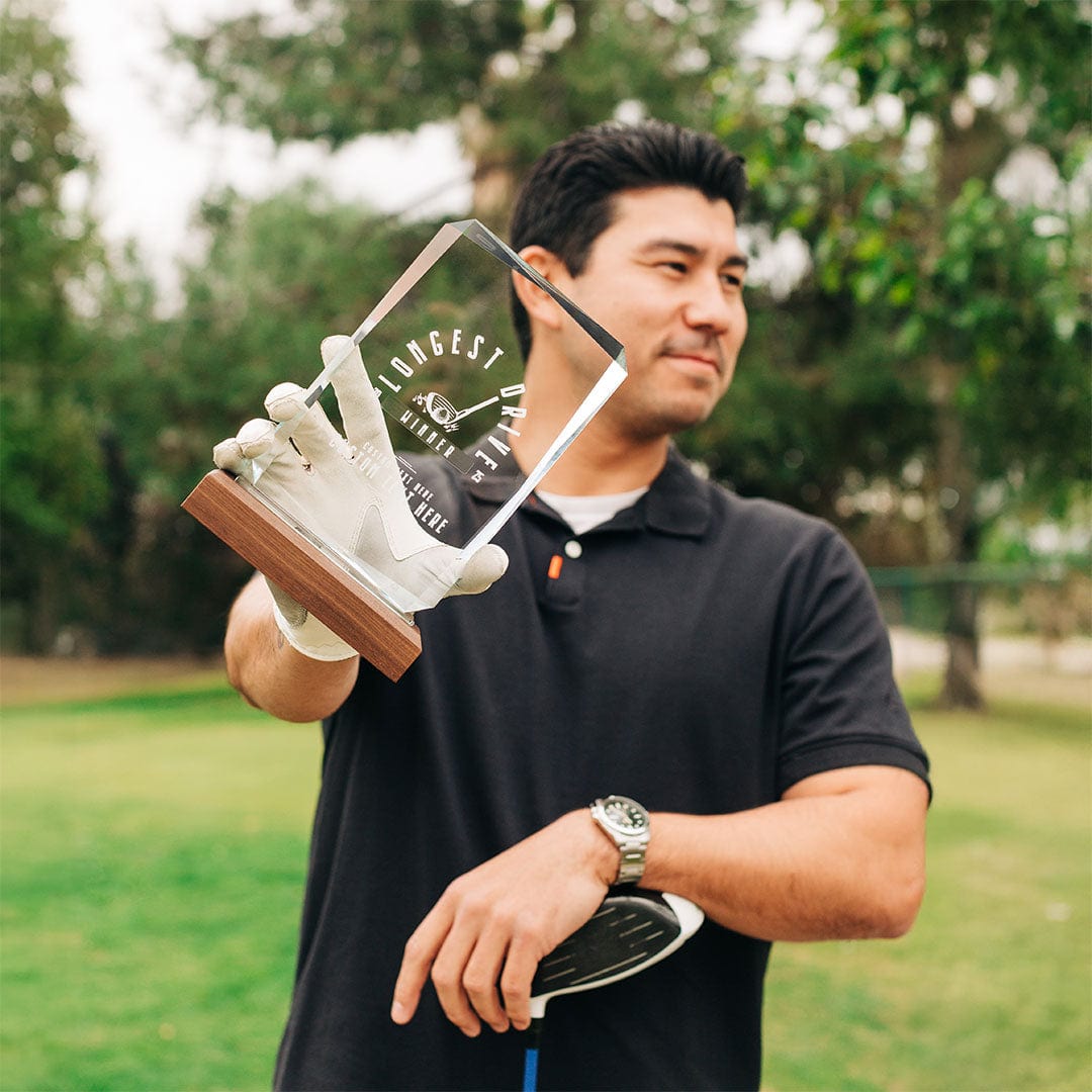 TrophySmack Longest Drive Custom Crystal Golf Trophy