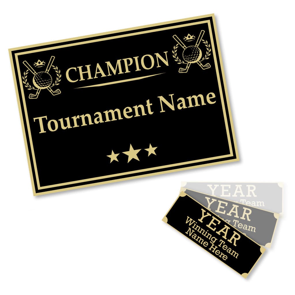TrophySmack Perpetual Golf Trophy Engravings - SquareBase - Gold - Free