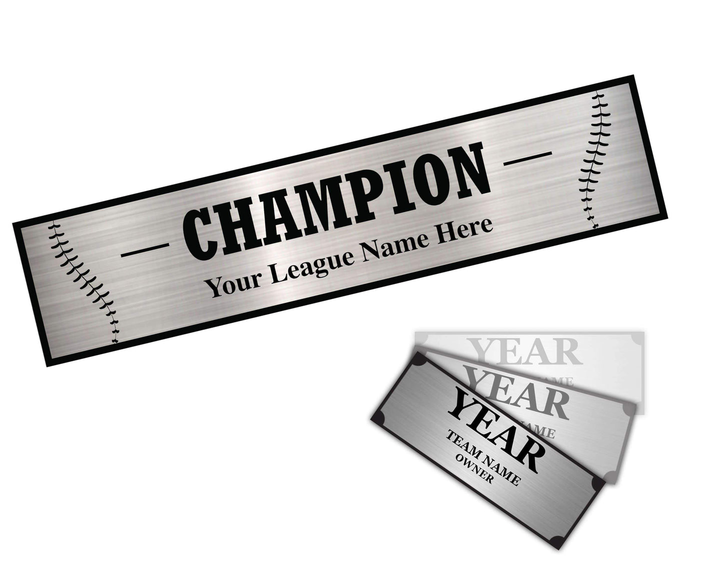 TrophySmack Perpetual Baseball Trophy Engravings - 3 Column - Silver