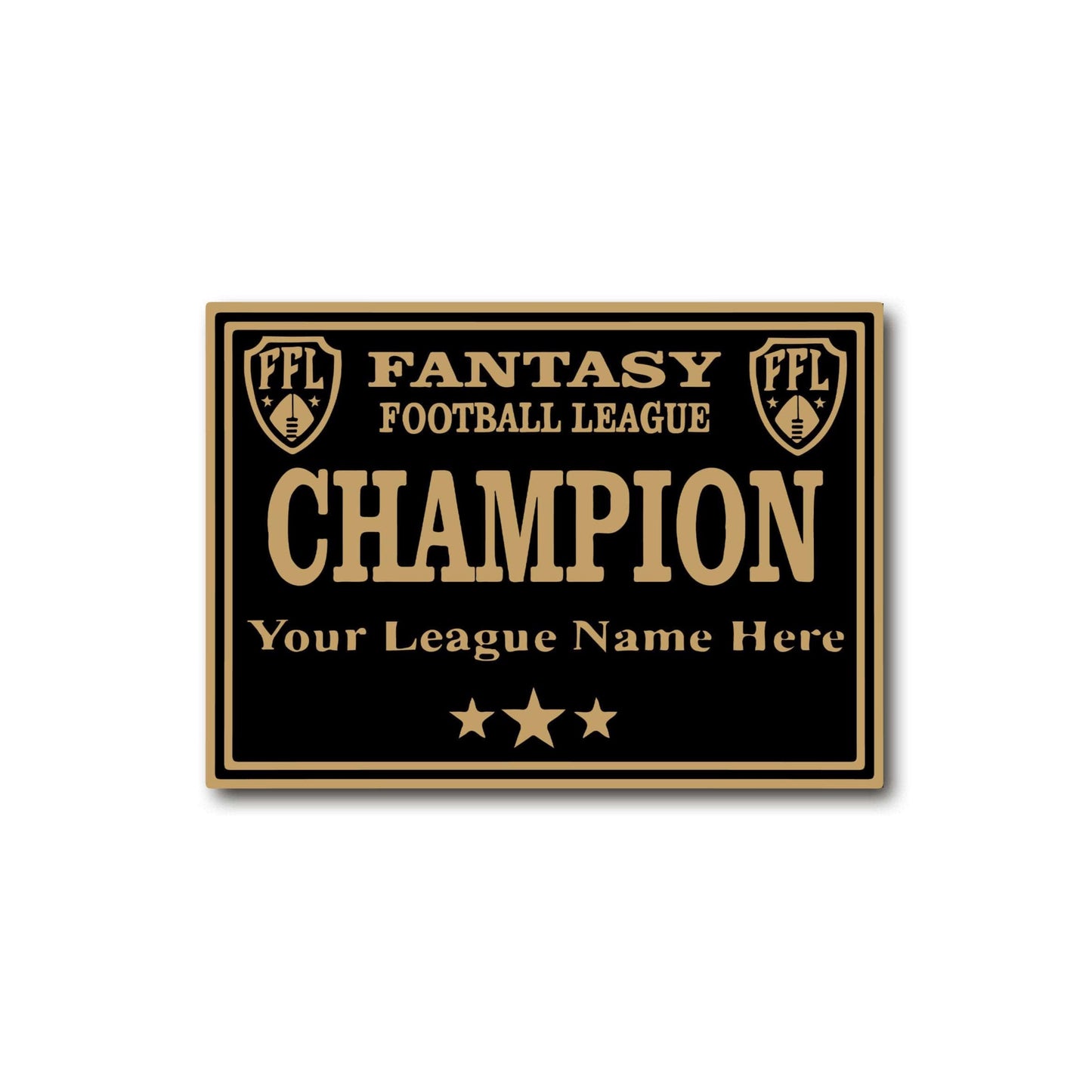 TrophySmack Square Base League Plate - Champion - Black/Gold