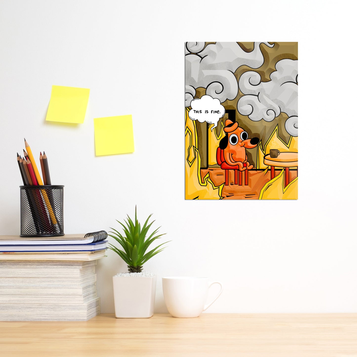 TrophySmack This Is Fine - Meme Metal Wall Art
