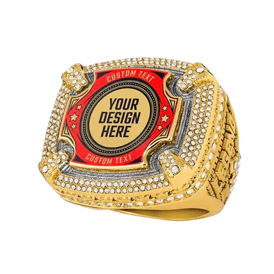 Custom championship rings by TrophySmack with bold, luxurious designs for league winners.