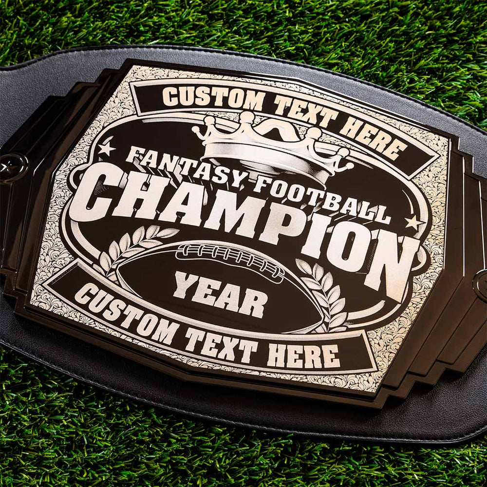Fantasy Football Engraved Championship Belt - Gunmetal Gray