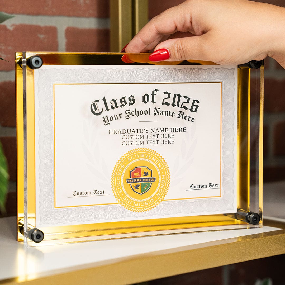 TrophySmack 10" Graduation Gift Gold Custom Diploma Plaque