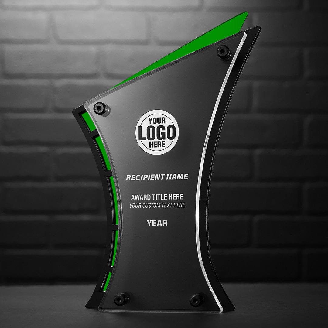 TrophySmack 11.5" Triumph Custom Acrylic Award Green