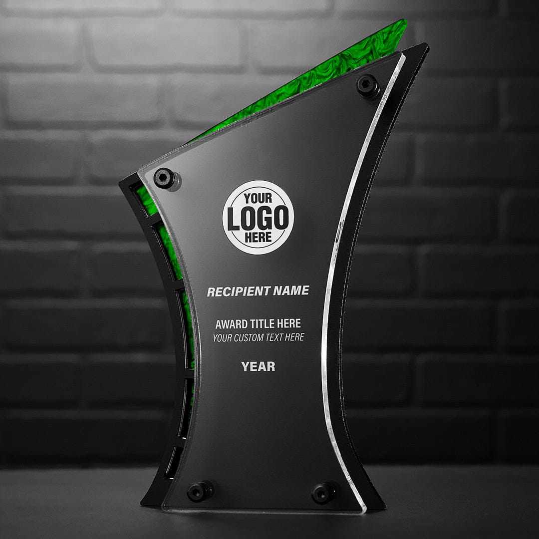 TrophySmack 11.5" Triumph Custom Acrylic Award Green Marble