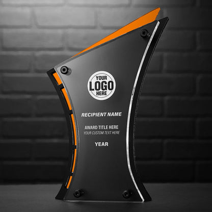 TrophySmack 11.5" Triumph Custom Acrylic Award Orange