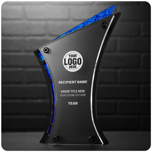 TrophySmack 11.5" Triumph Custom Acrylic Award Blue Marble