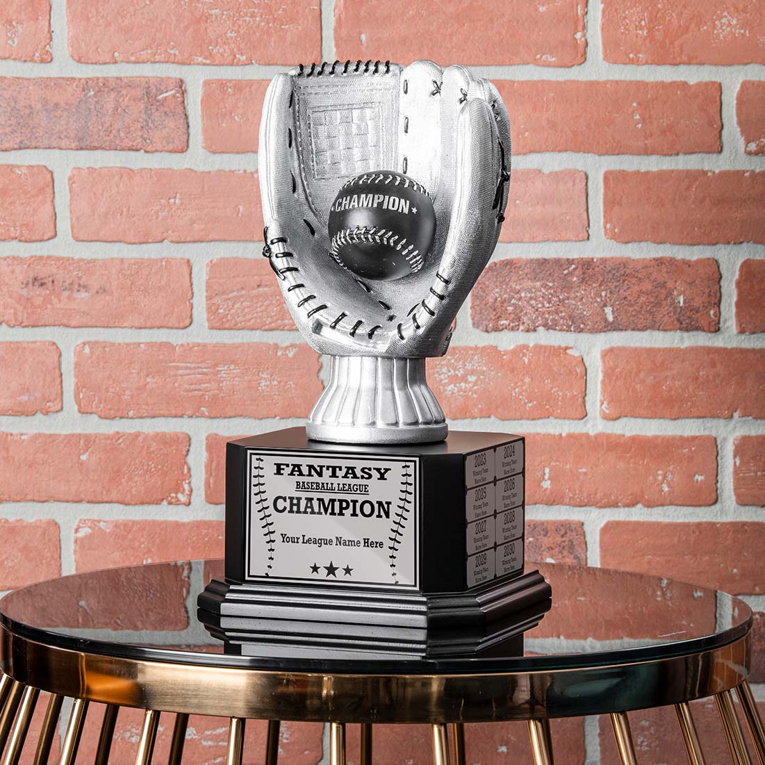 TrophySmack 15" Perpetual Fantasy Baseball Trophy - Silver Baseball