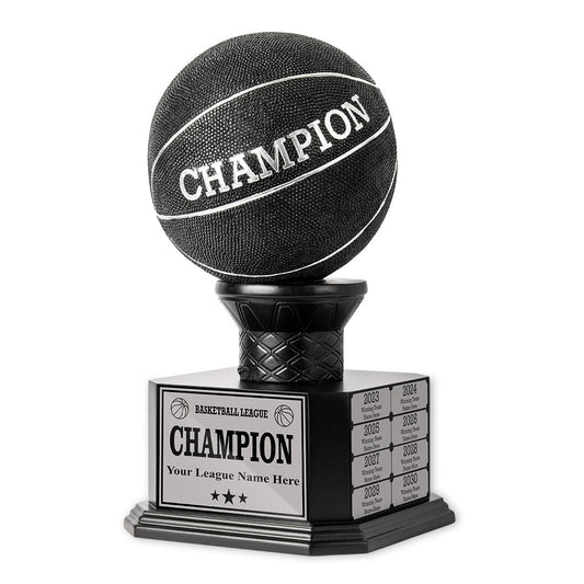 TrophySmack 15" Perpetual Fantasy Basketball Trophy – Black Basketball