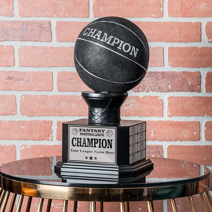 TrophySmack 15" Perpetual Fantasy Basketball Trophy – Black Basketball