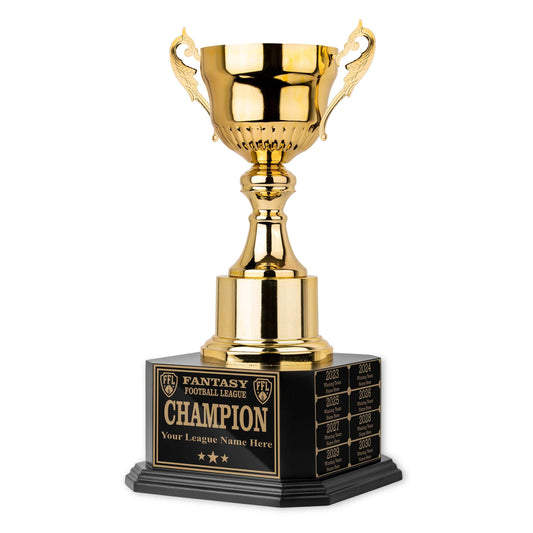 TrophySmack 15" Perpetual Fantasy Football Trophy -  Gold Cup