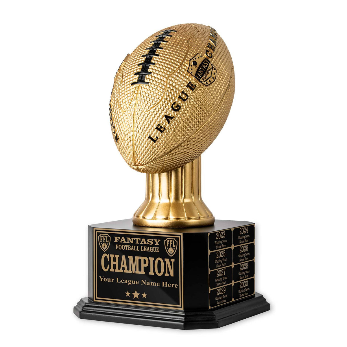 15" Perpetual Fantasy Football Trophy Gold Football TrophySmack