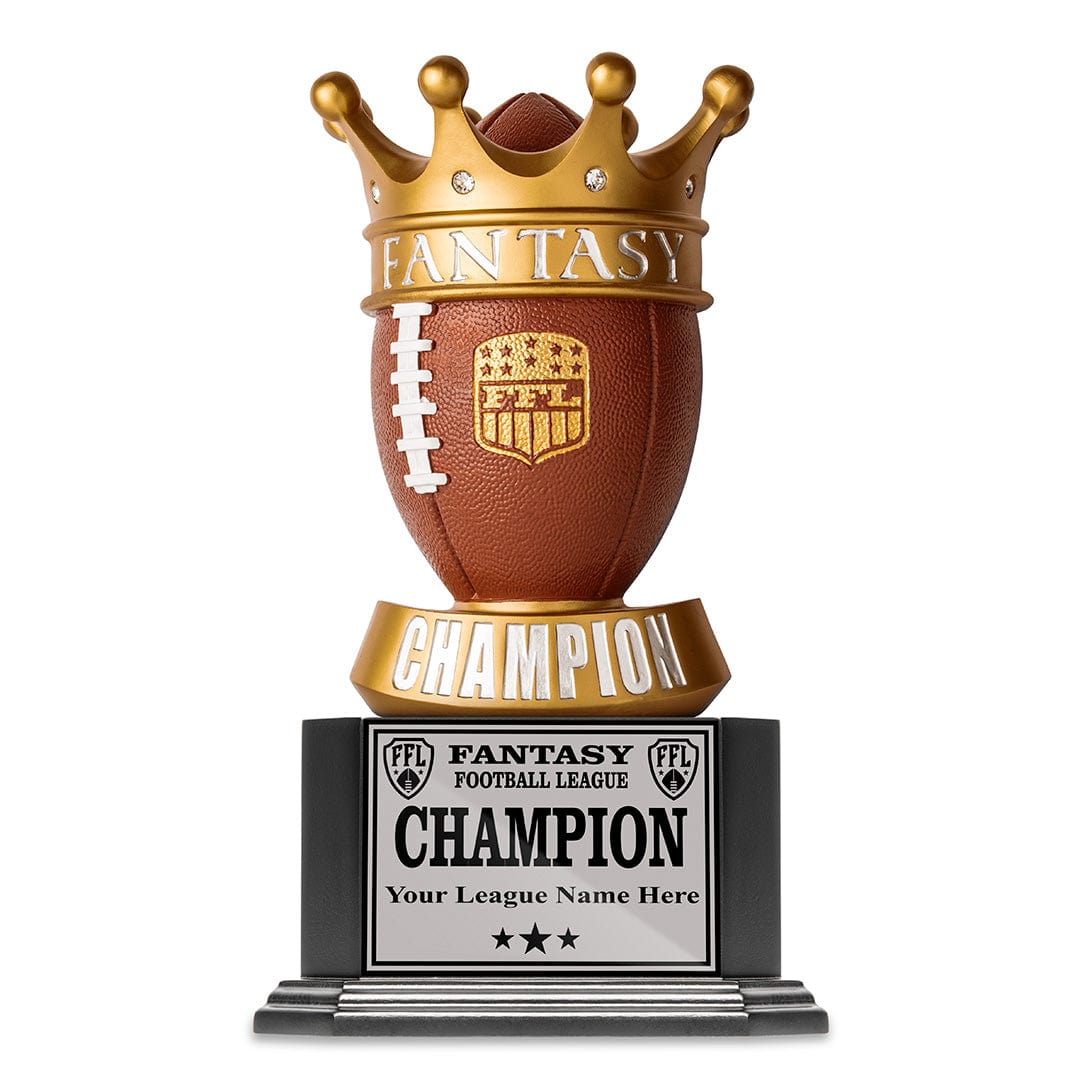 TrophySmack 15" Perpetual Fantasy Football Trophy -  Golden Crown Football