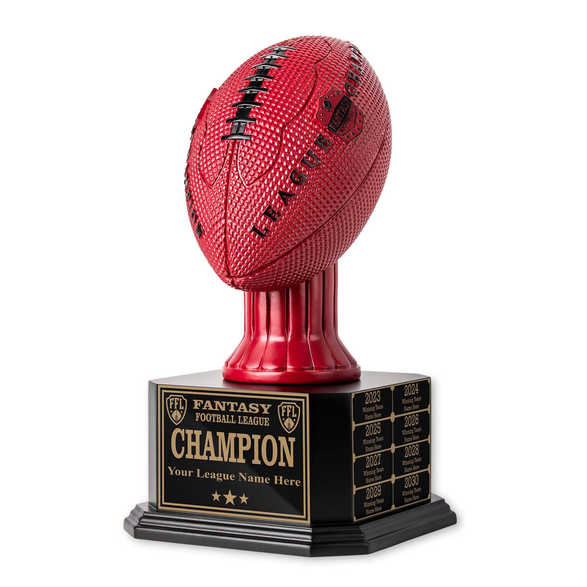15" Perpetual Fantasy Football Trophy Red Football TrophySmack