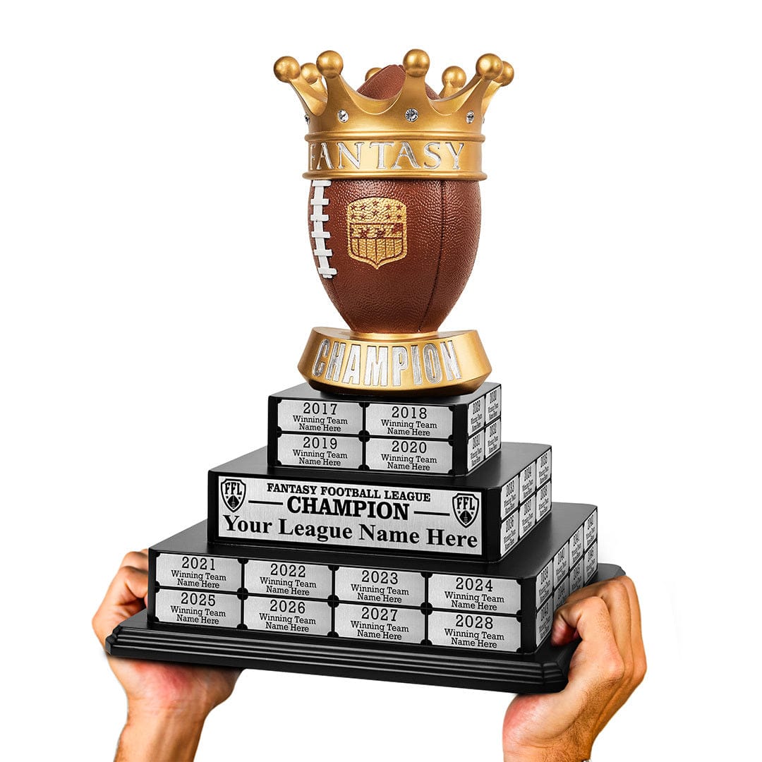 TrophySmack 17" Fantasy Football Tiered Perpetual Trophy - Silver Engravings