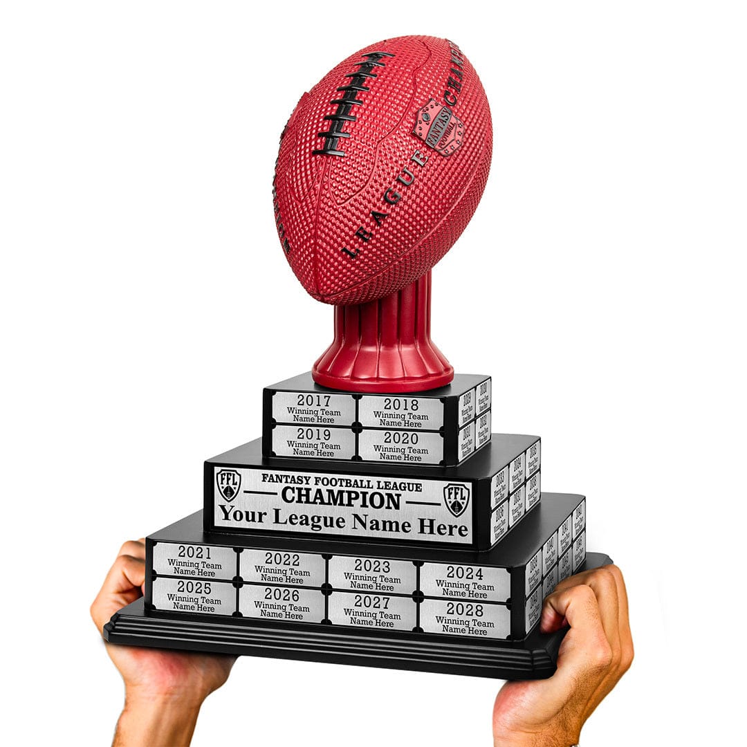 TrophySmack 17" Fantasy Football Tiered Perpetual Trophy - Silver Engravings