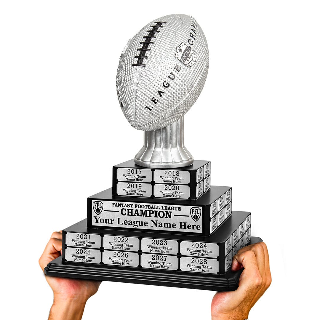 TrophySmack 17" Fantasy Football Tiered Perpetual Trophy - Silver Engravings