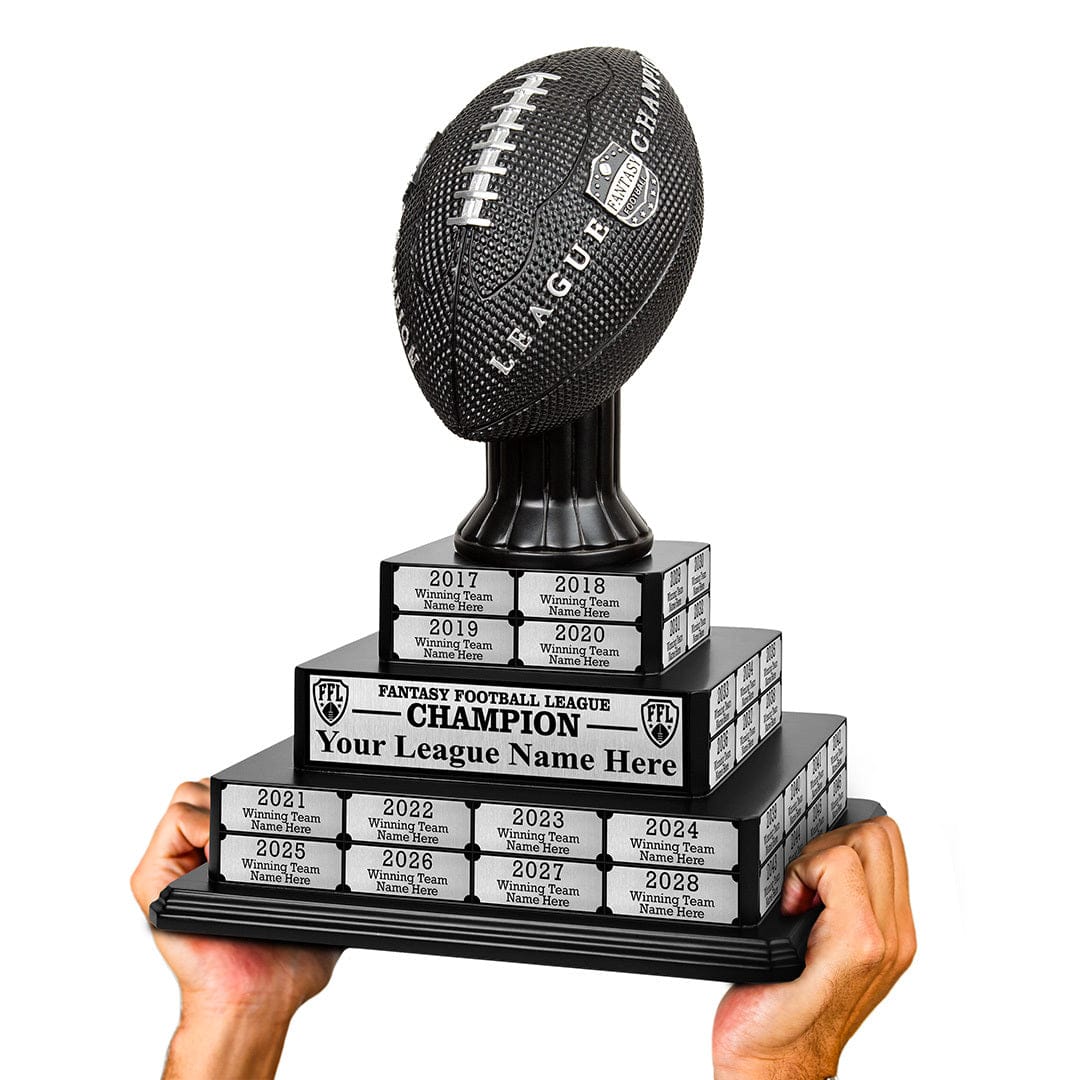 TrophySmack 17" Fantasy Football Tiered Perpetual Trophy - Silver Engravings