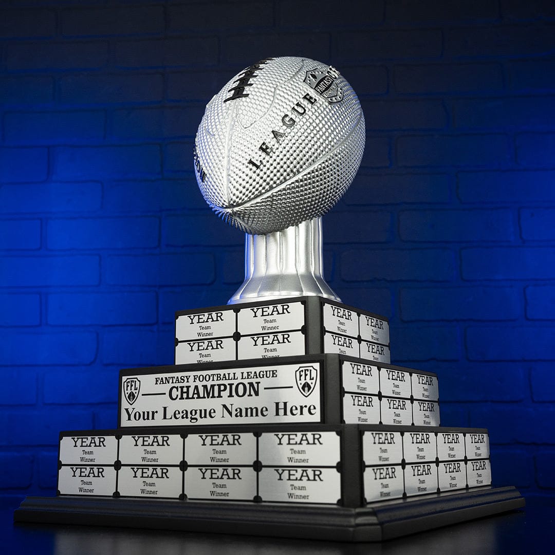 TrophySmack 17" Fantasy Football Tiered Perpetual Trophy - Silver Engravings