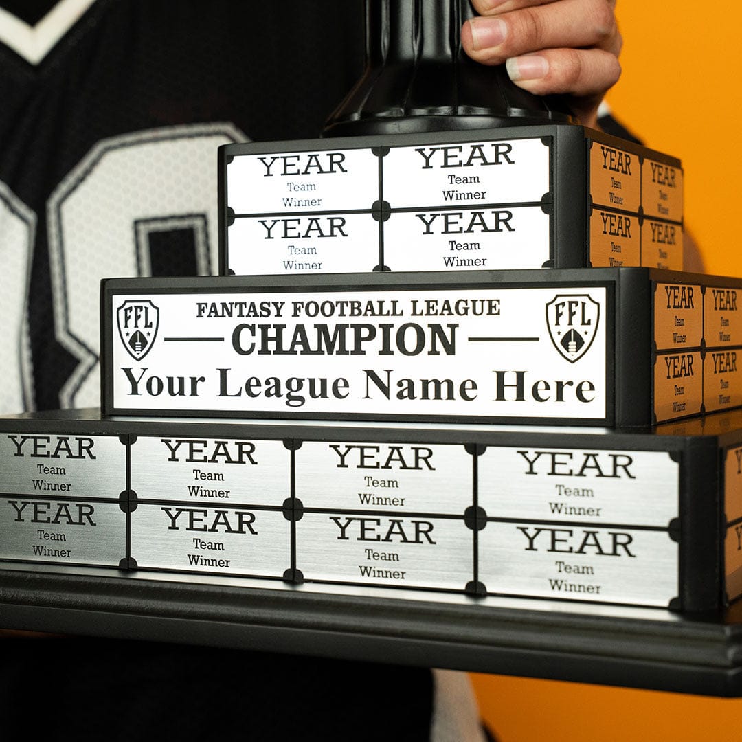 TrophySmack 17" Fantasy Football Tiered Perpetual Trophy - Silver Engravings