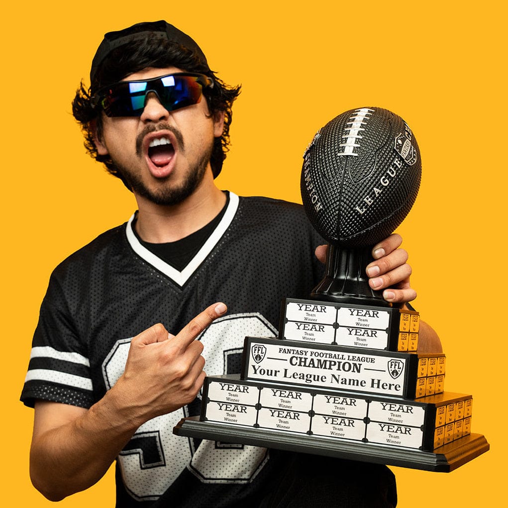 TrophySmack 17" Fantasy Football Tiered Perpetual Trophy - Silver Engravings