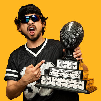 TrophySmack 17" Fantasy Football Tiered Perpetual Trophy - Silver Engravings