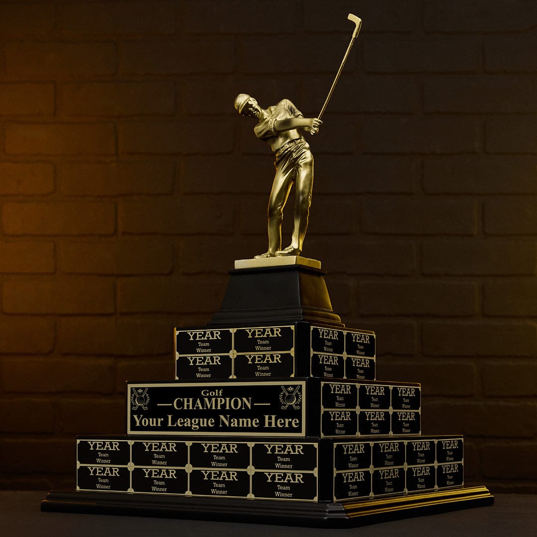 TrophySmack 17" Golf Champion Tiered Perpetual Trophy