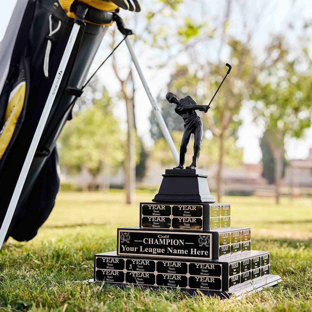 TrophySmack 17" Golf Champion Tiered Perpetual Trophy