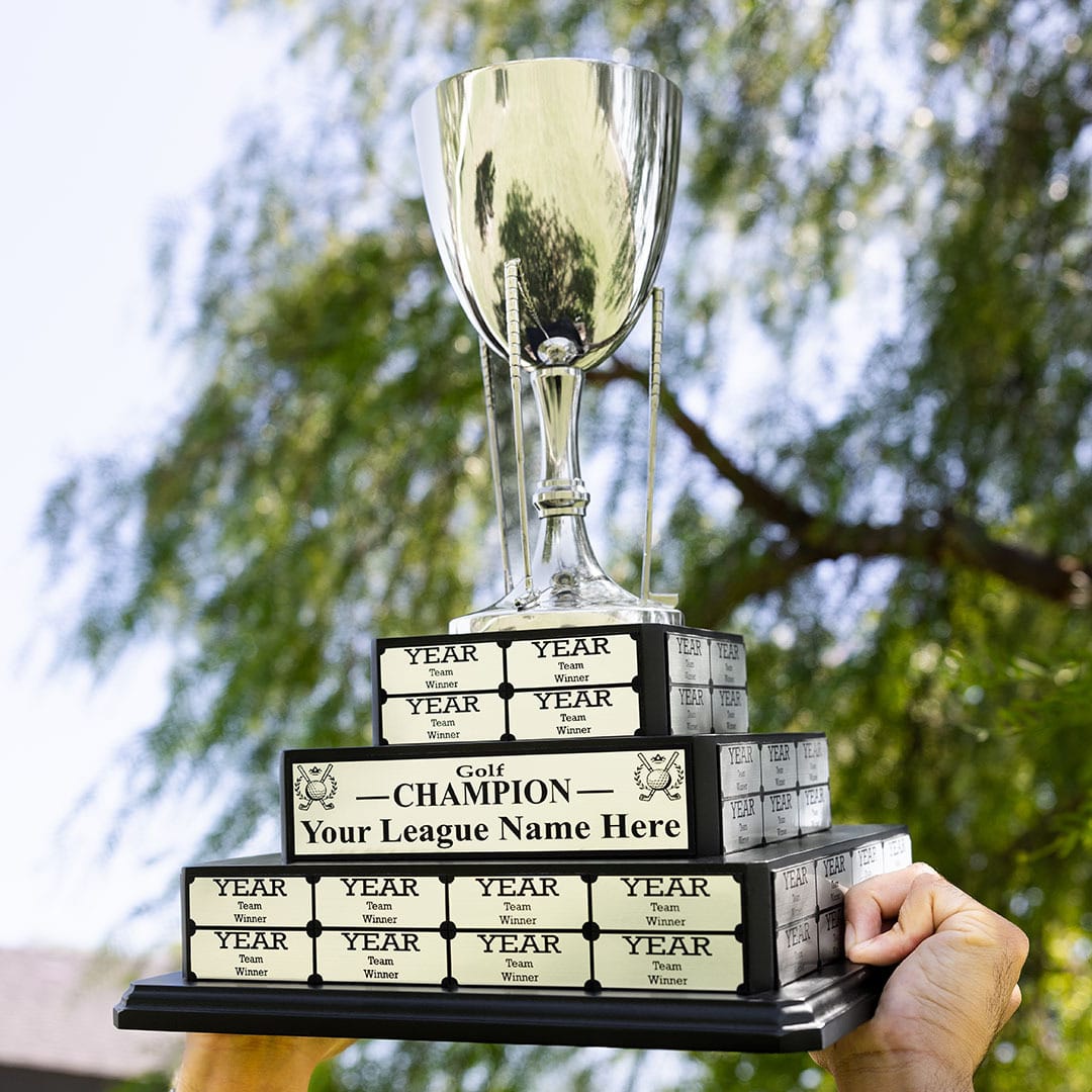 TrophySmack 17" Golf Cup Tiered Perpetual Trophy