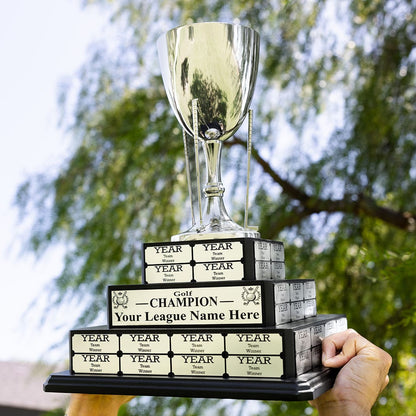 TrophySmack 17" Golf Cup Tiered Perpetual Trophy