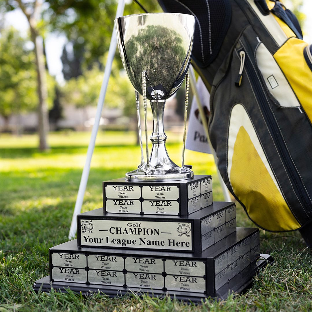 TrophySmack 17" Golf Cup Tiered Perpetual Trophy