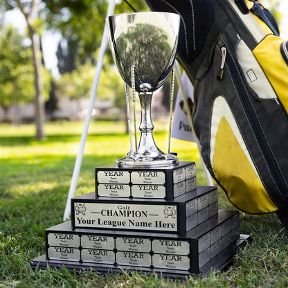 TrophySmack 17" Golf Cup Tiered Perpetual Trophy