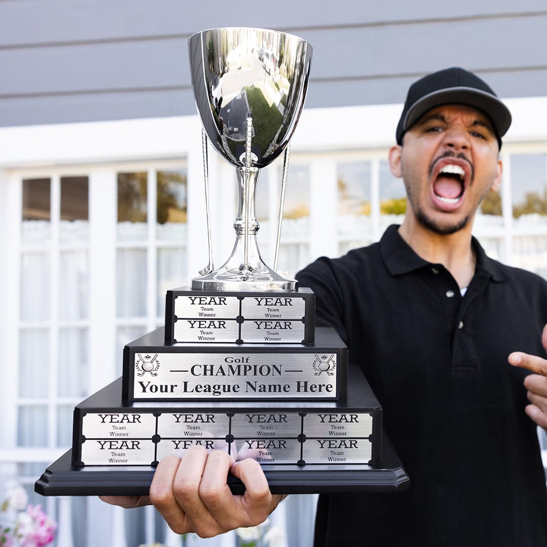 TrophySmack 17" Golf Cup Tiered Perpetual Trophy