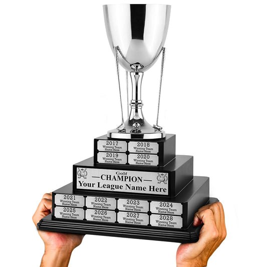 TrophySmack 17" Golf Cup Tiered Perpetual Trophy