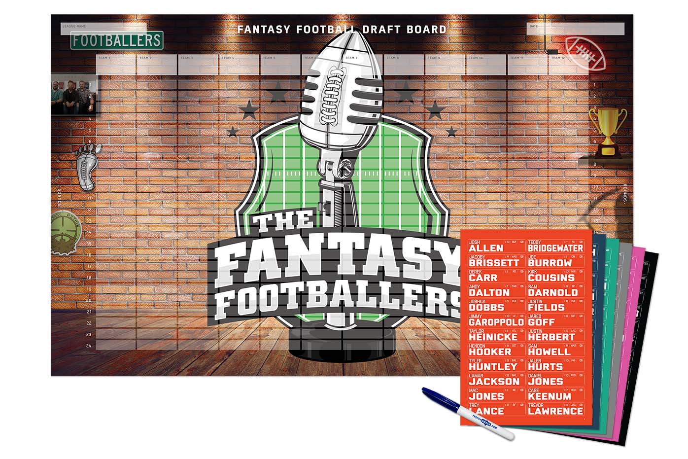 2023 Fantasy Footballers Draft Board Kit - 12, 10, 8 team
