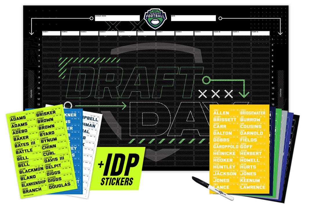 TrophySmack 2024 ESPN Fantasy Football Draft Board Kit - 12, 10, 8 team